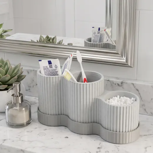 Textured Bathroom Organizer (Toothbrushes, Toothpaste, Q-tips)