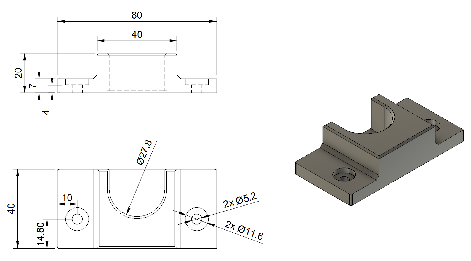 Rod holder / wall mount for 24mm / 28mm filament rod - photo 4