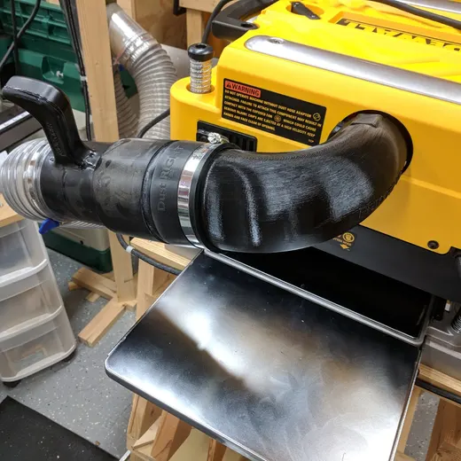 Dewalt DW735 to 4" 90° dust collection adapter