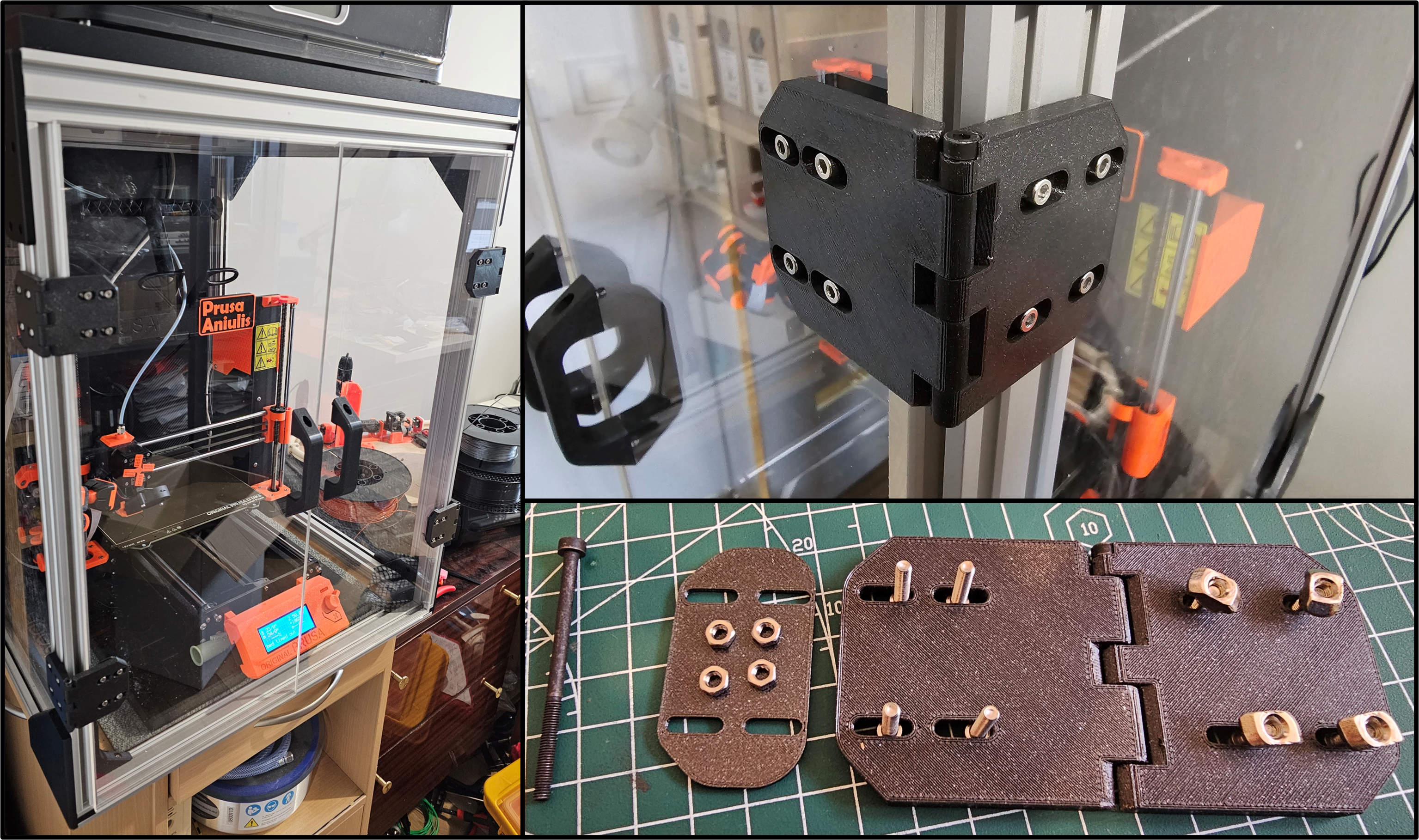 Smooth Door Hinge (V-slot, M3 screws, plexiglass, plexi, regulated)