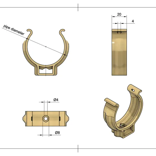 Snap-in Pipe Clamp – Zip Tie Lock – 20-120mm – 0.8-5.5in - LR Basics - photo 4