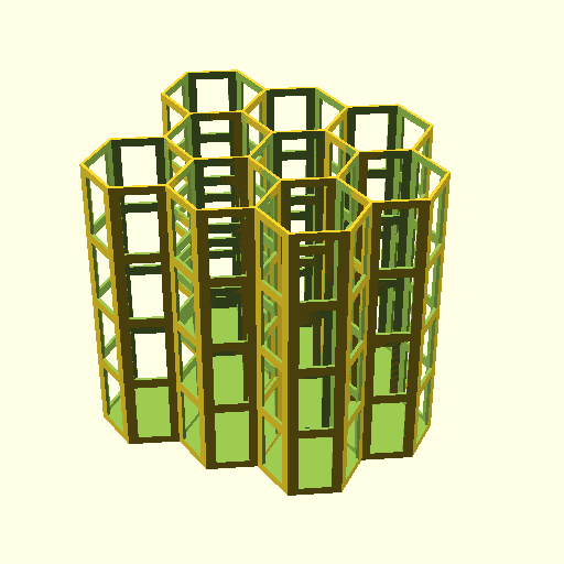 OpenSCAD Fully parametric drawer cable storage management hive with punch cuts - photo 2