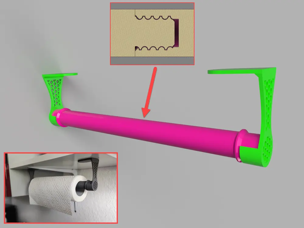 Paper roll holder for kitchen