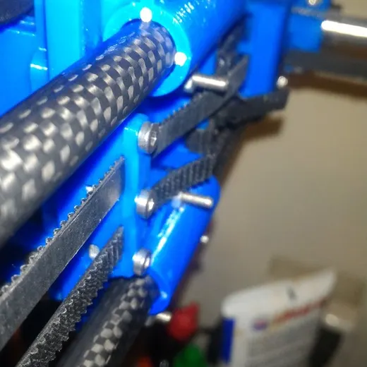 Parametric linear bushing with low-friction (POM/delrin/nylon) filament inserts