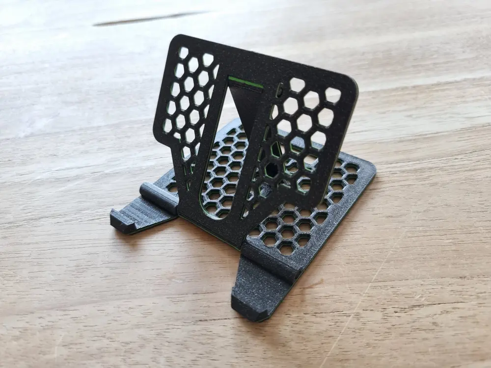Print in place, foldable, adjustable, multicolor honeycomb phone holder