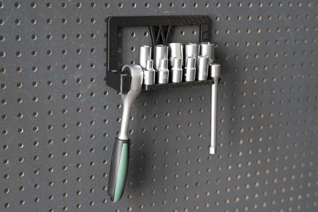 Tool Holder for Socket Wrench Set 12pcs 1/4" with Extension Bar and Sockets for Wall Mount 001 - photo 3