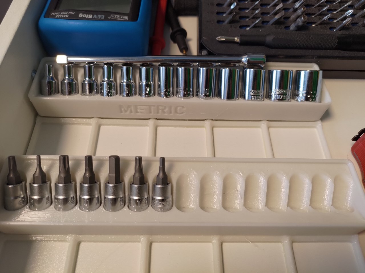 Gridfinity 1x5 Ratchet Socket Storage (Tona Expert set)