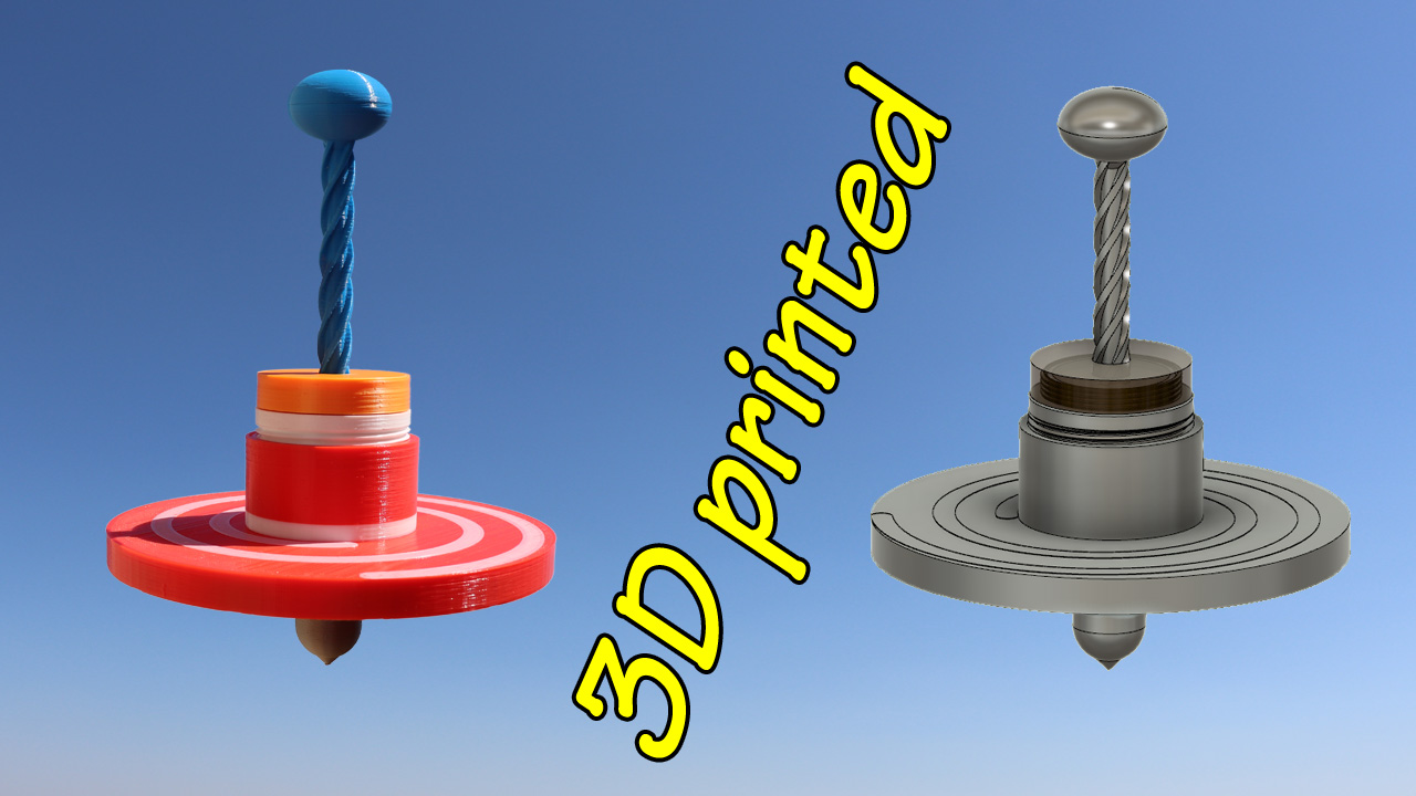 Spinning top toy with coil - 3D printed
