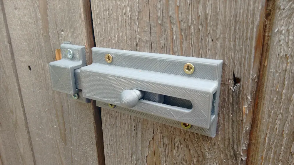 Sliding Door bolt Print fully assembled