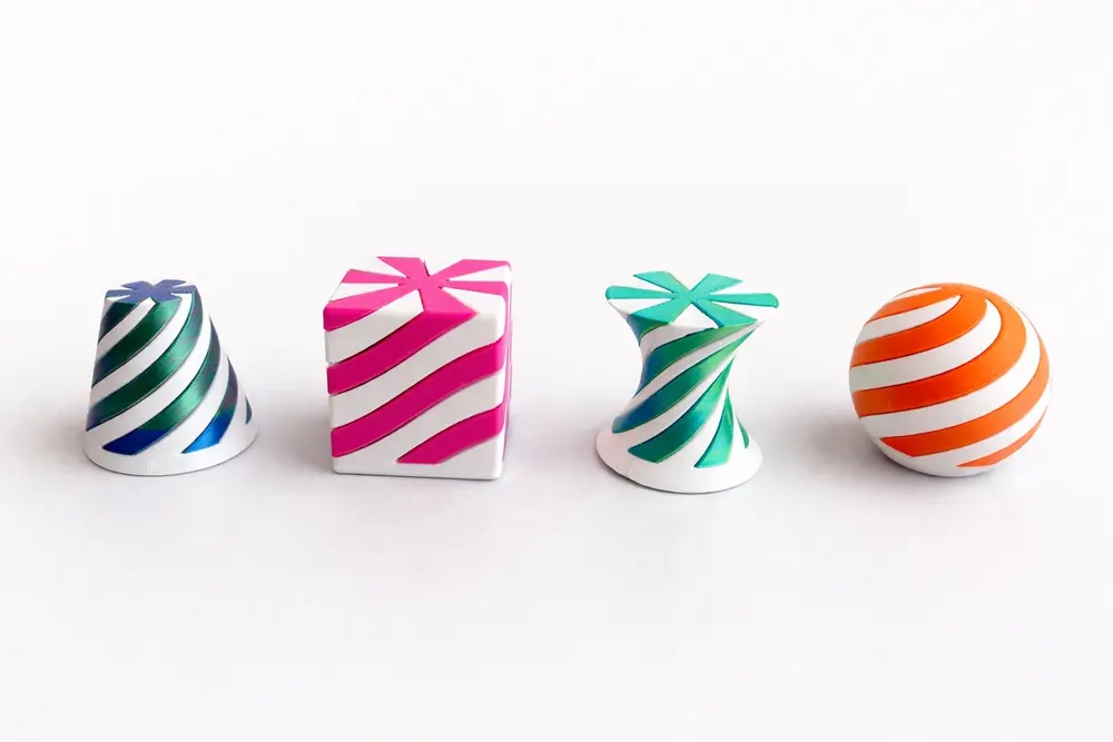 Interlocking Spiral Fidget Toy Collection - Square, Cone, Hourglass, Ball