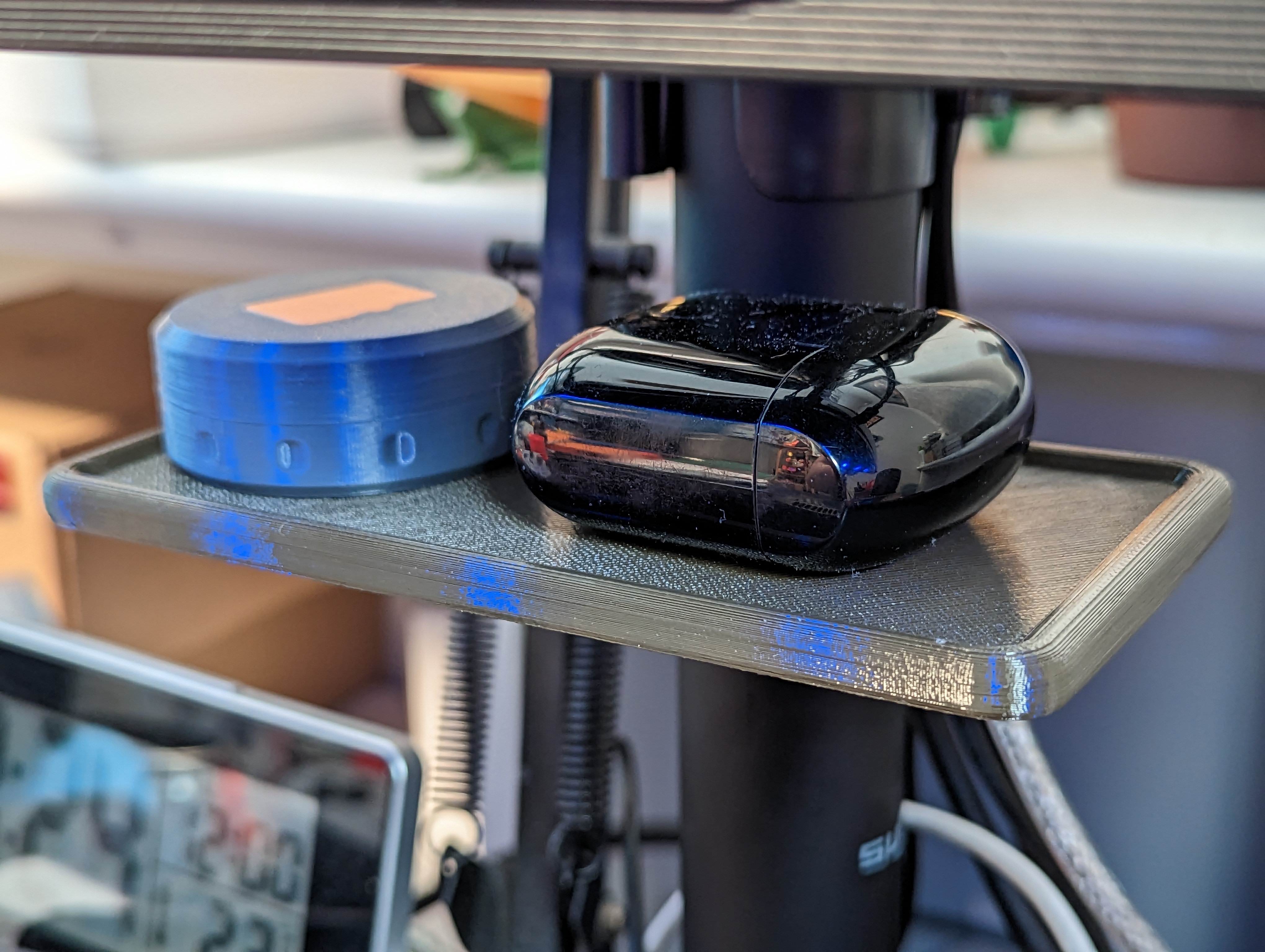 Monitor Stand Clamp on Shelf