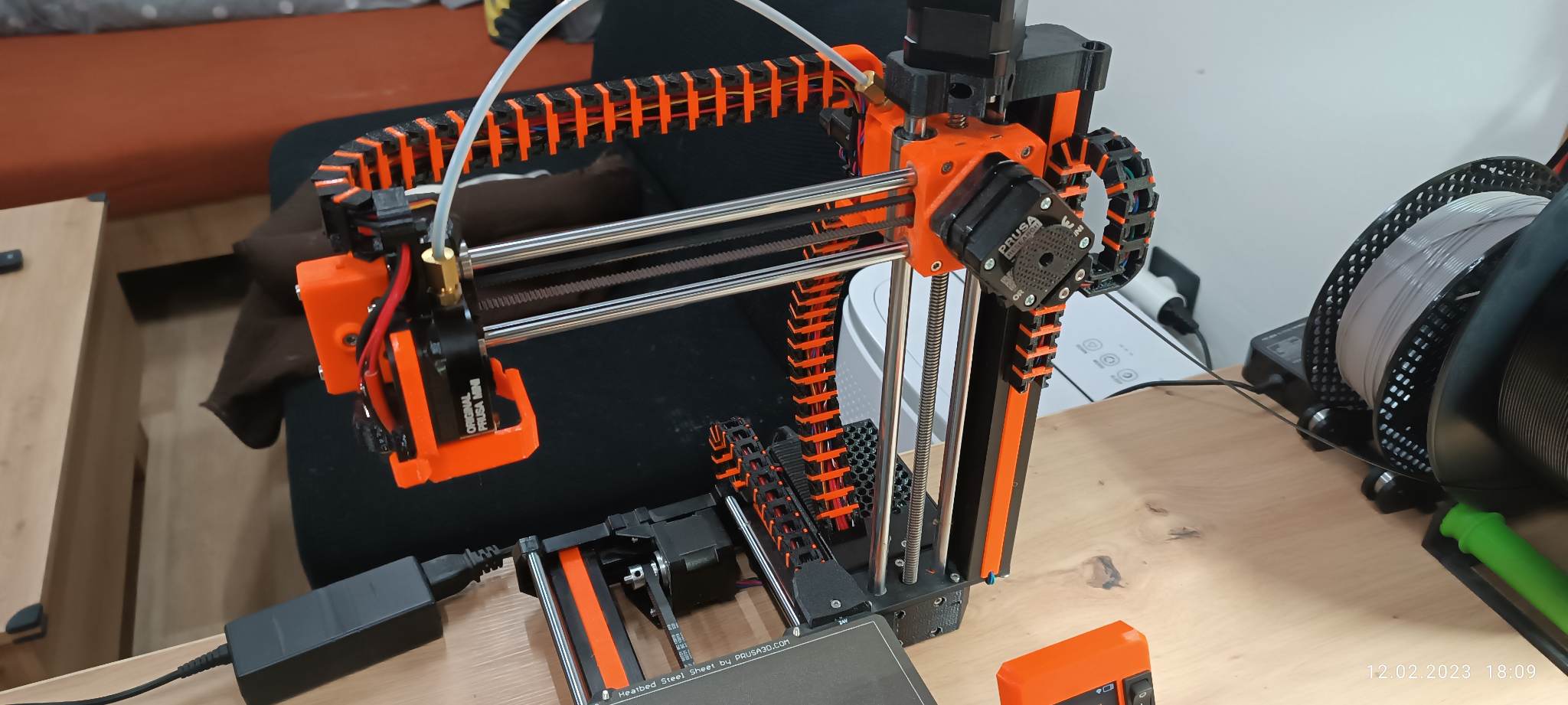 Prusa Mini complete Axis Cable Chain and Mounts + blinding profiles + with filament sensor