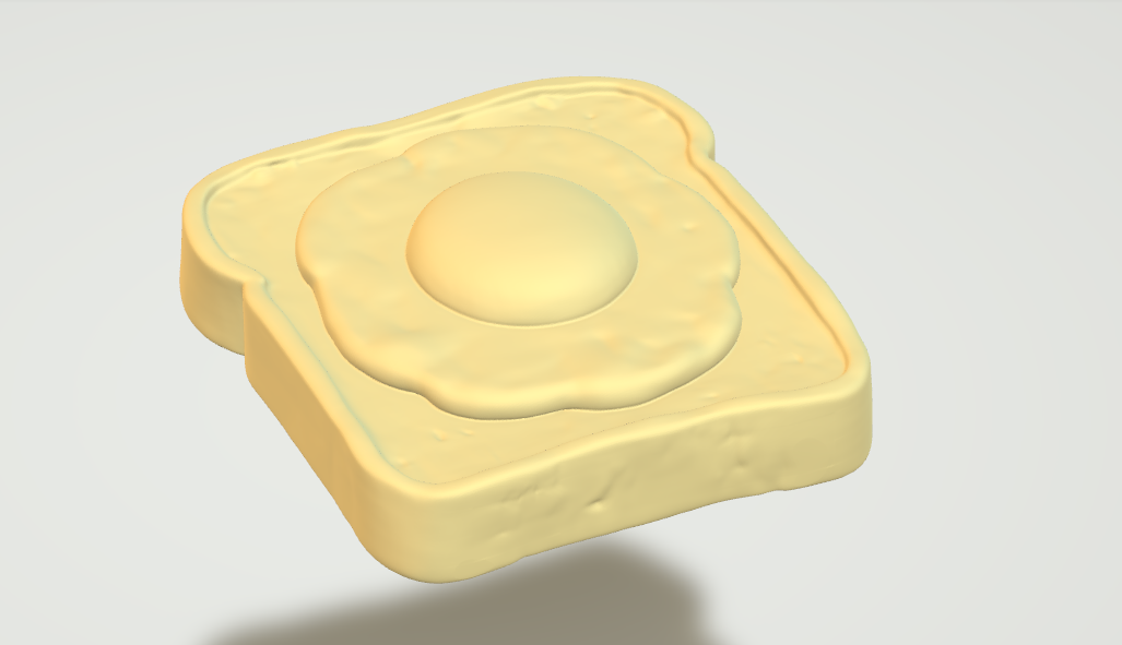 3D Printed Toy Toast with Fried Egg for Play Kitchen