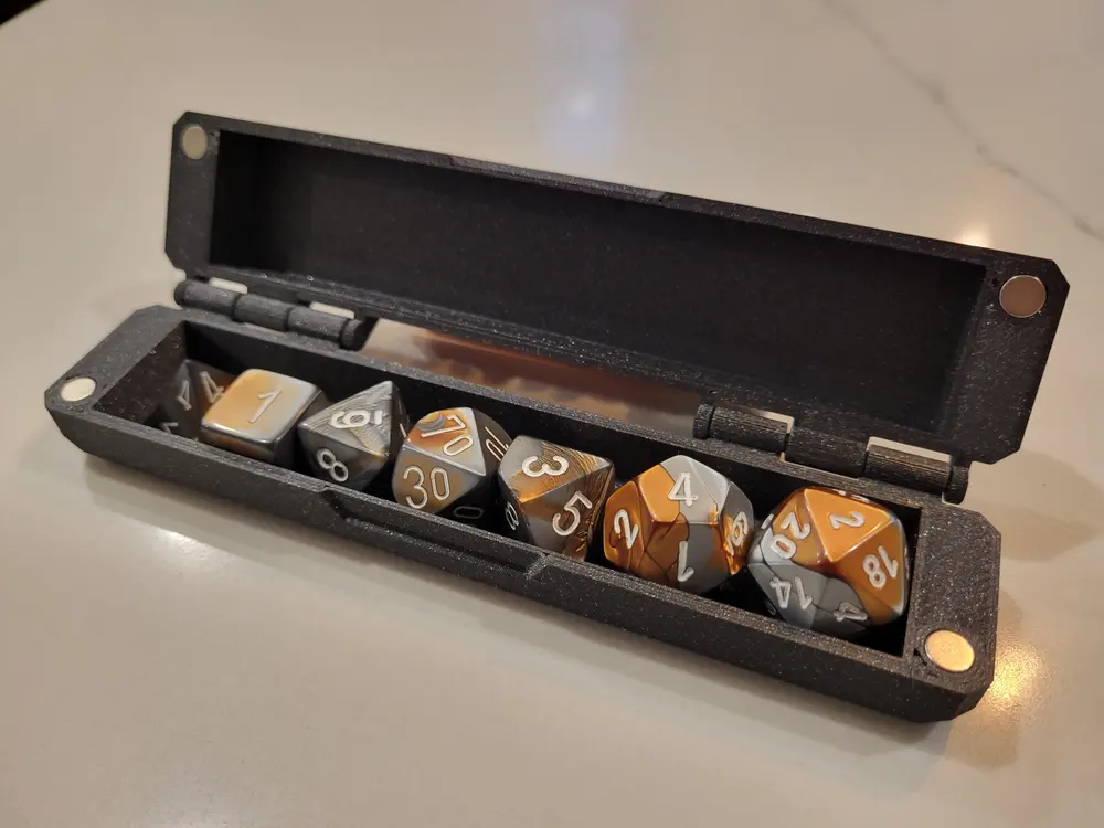 Hex-pattern Hinged Dice Box - Magnetic Closure - photo 2