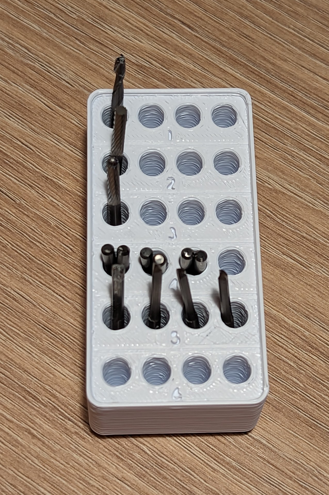 Gridfinity router bit/CNC endmill stand with tool numbers