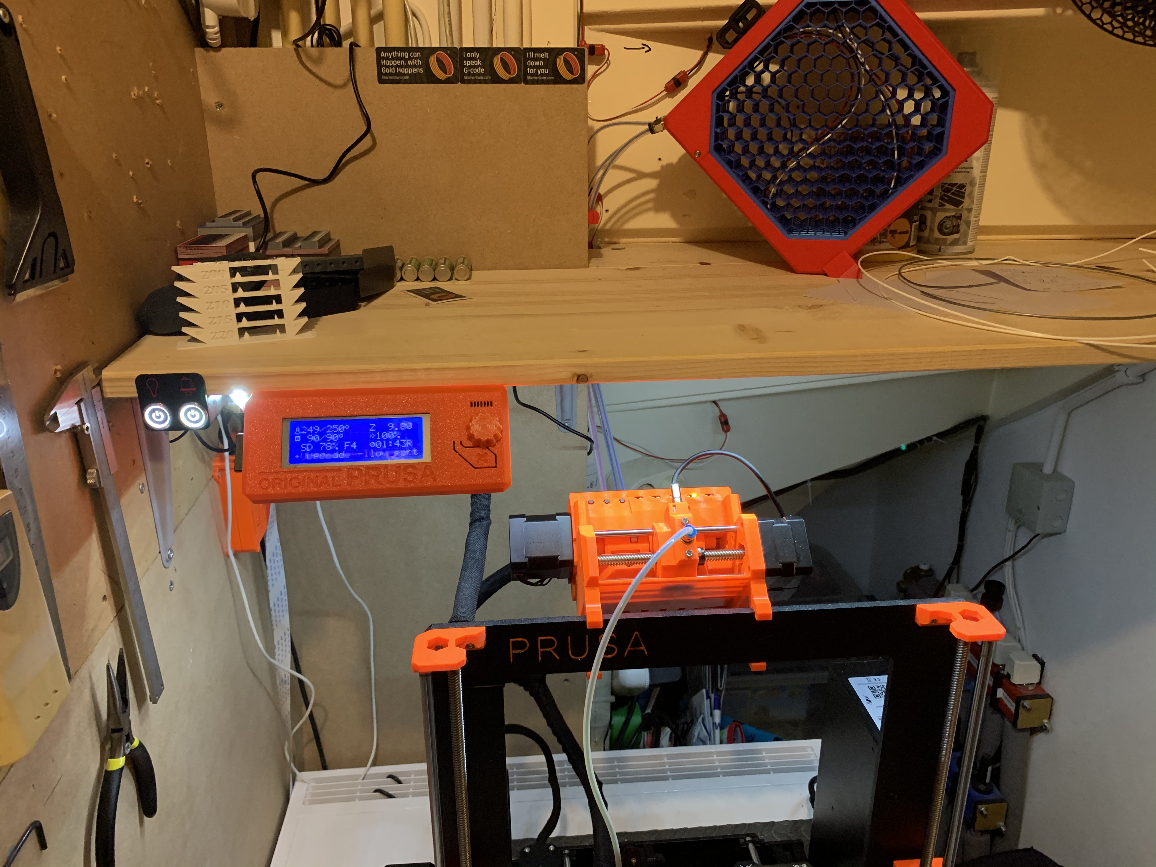 Prusa LCD under shelf adapter