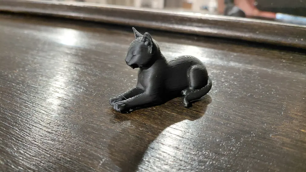Modern Black Cat Figurine Lying Down