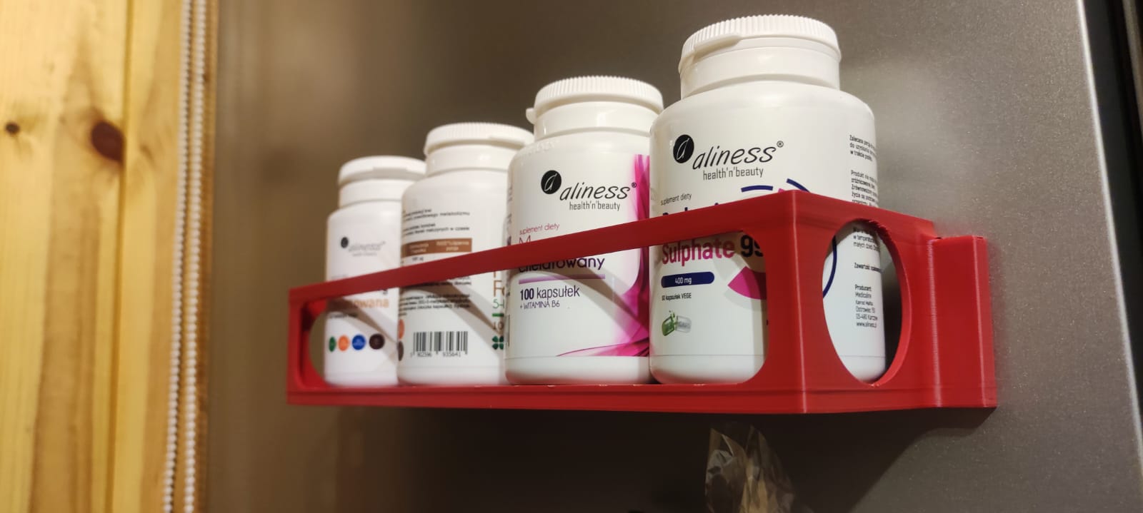 shelf for supplements, magnetic for the fridge