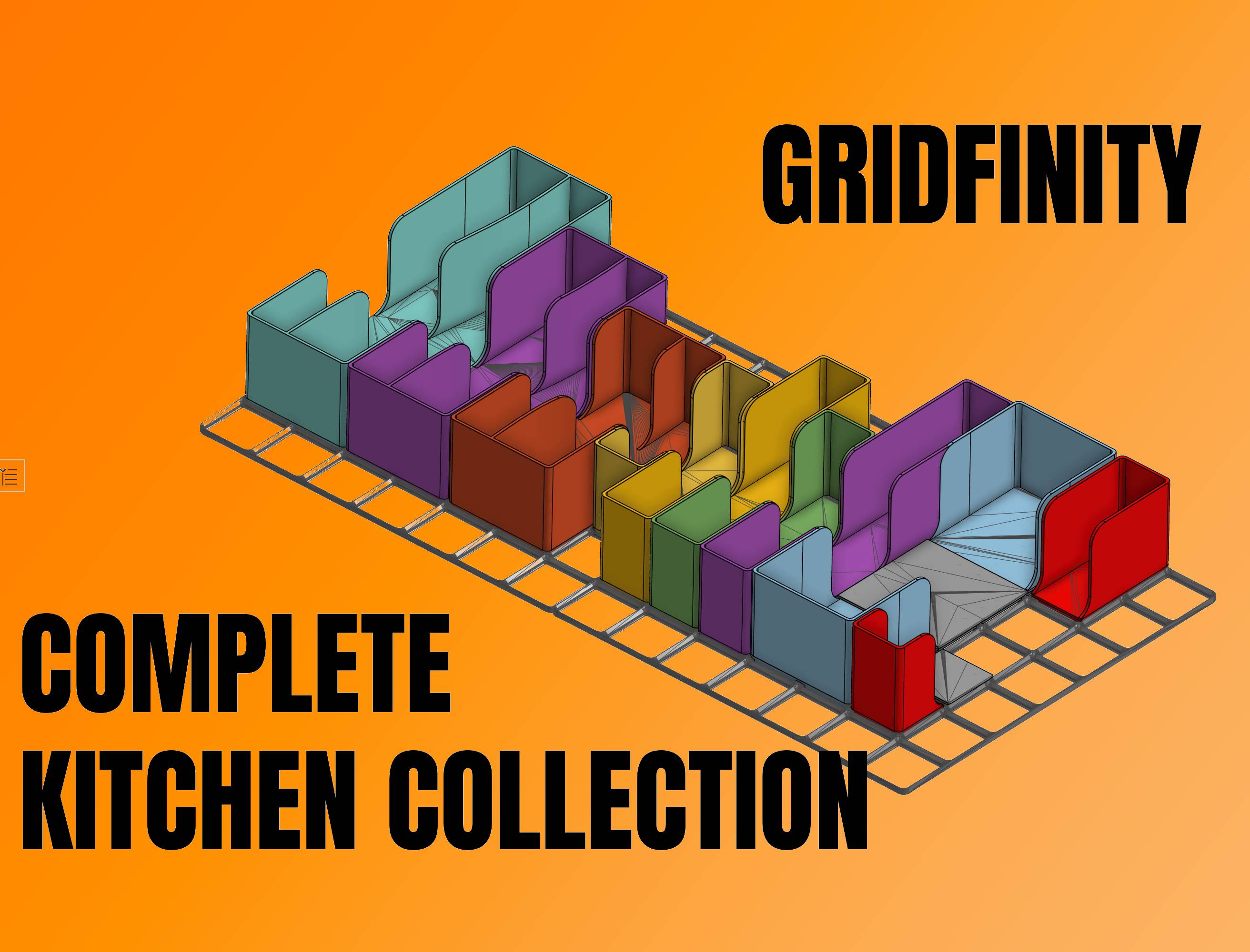 Gridfinity Complete Kitchen Collection (w/ Modular Expansion Pieces)
