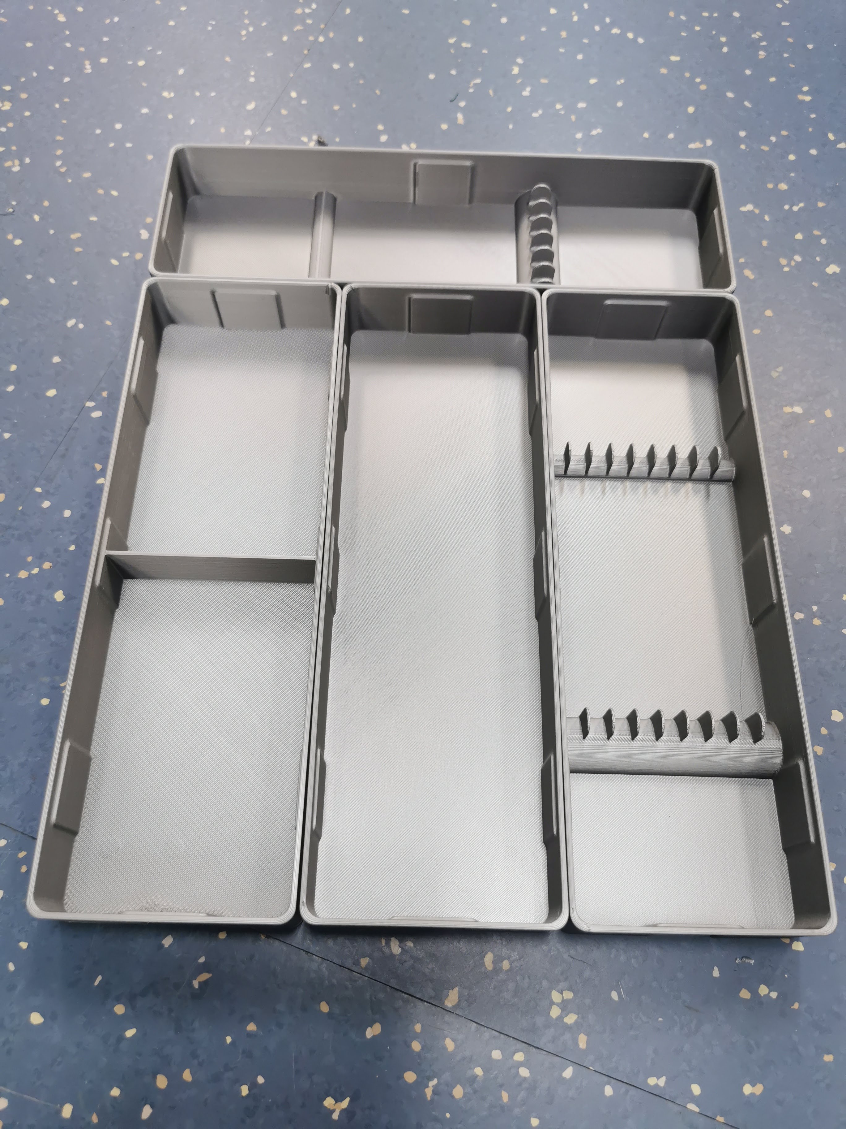 Modular kitchen drawer organizing boxes