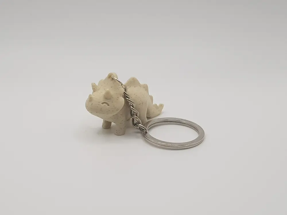Cute Stylized Triceratops Dinosaur Keychain (Remix) - photo 2