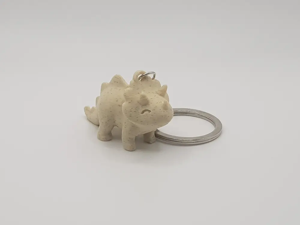 Cute Stylized Triceratops Dinosaur Keychain (Remix)