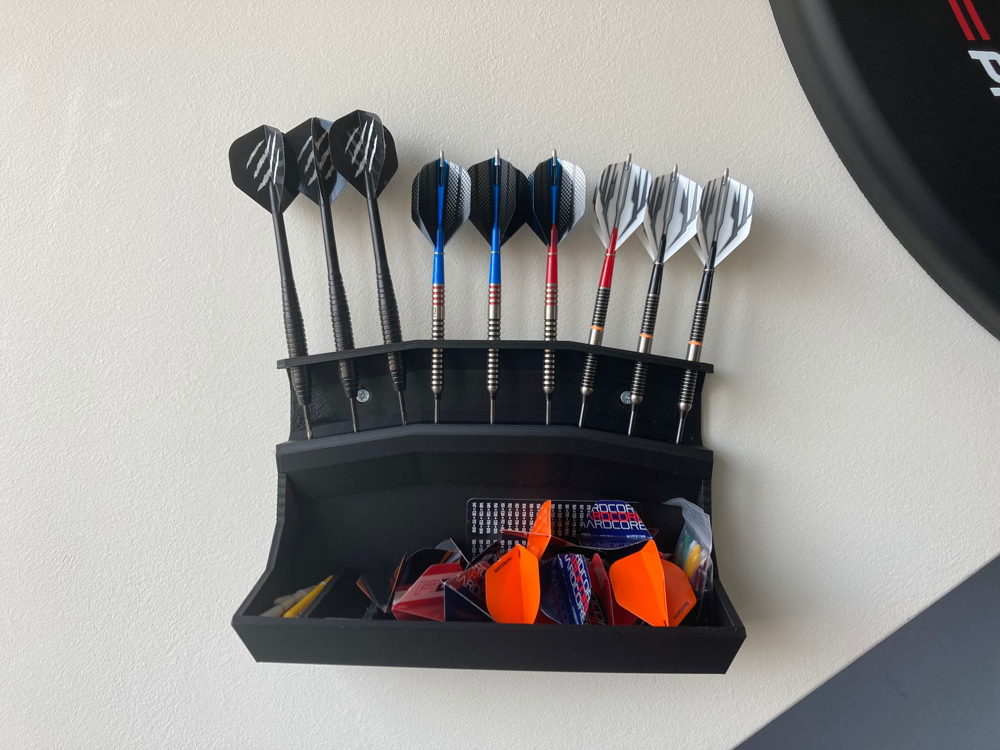 Remix Holder for 2 and 3 sets of darts with dart accessories or storage. Several possibilities.