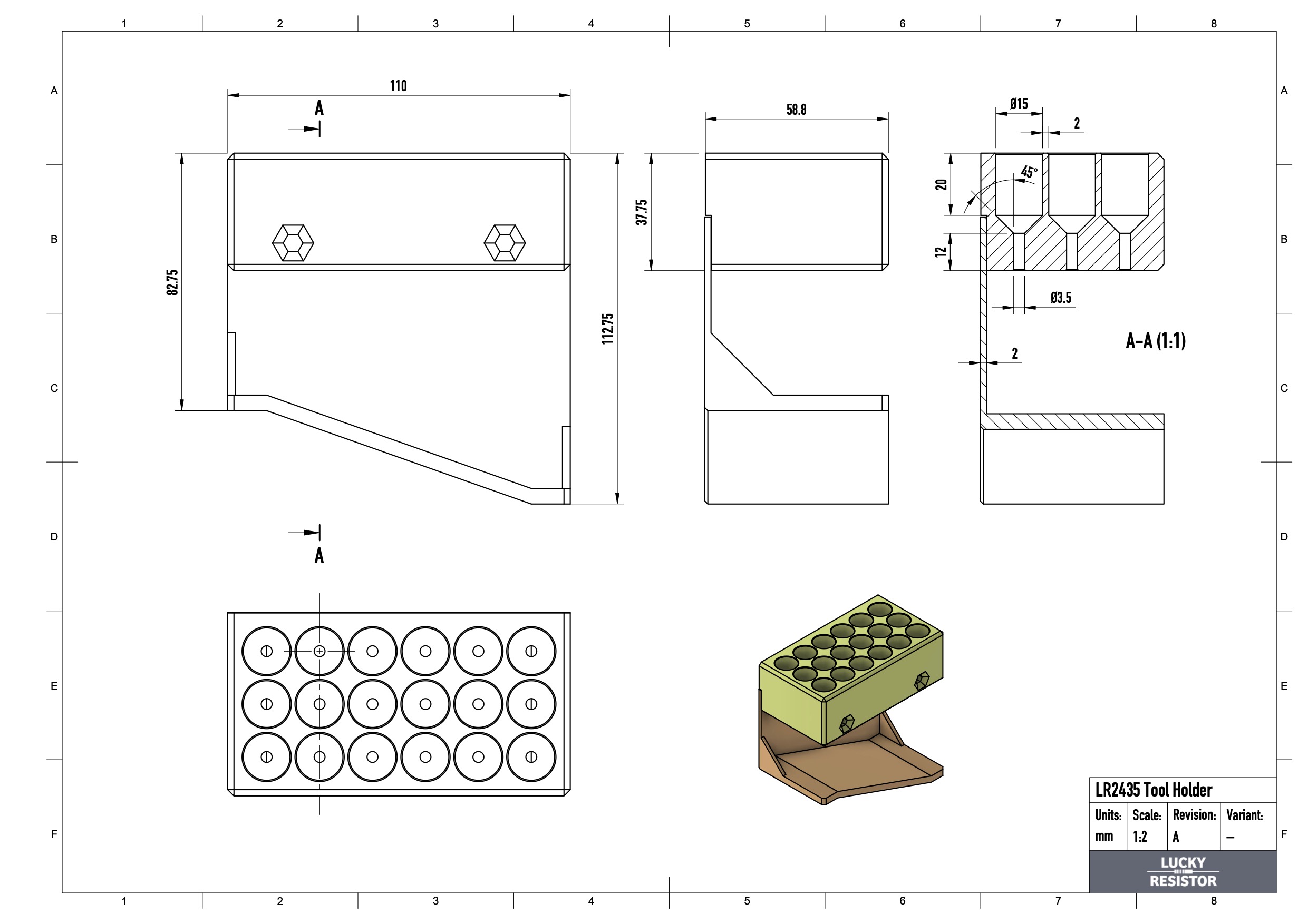Tool Holder for an Array of Small Screw Drivers with Parametric Fusion360 Design - photo 2