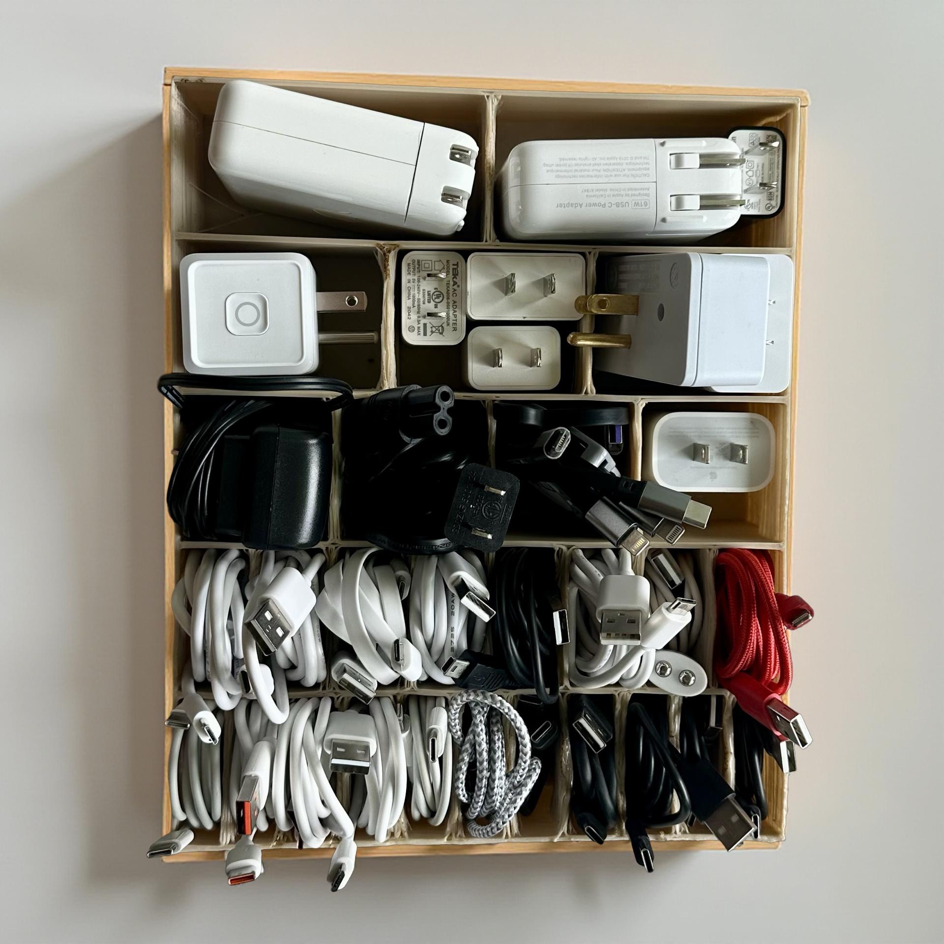 Charging Cable & Power Block Organizer Caddy Box - photo 2
