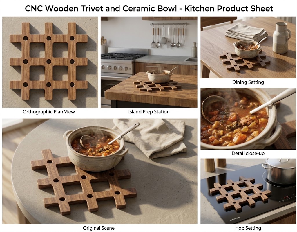 CNC Wood Kitchen Hot Dish Holder Laser Cut  CNC