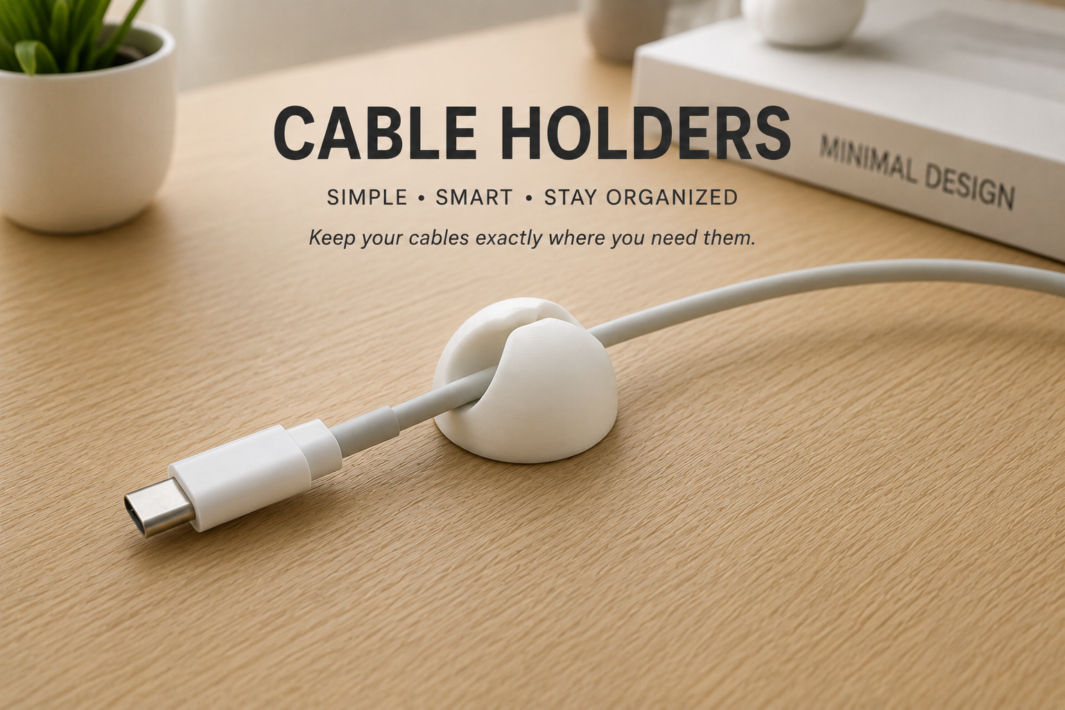 Minimal Cable Holders – 3D Printable Cable Clips & Organizer