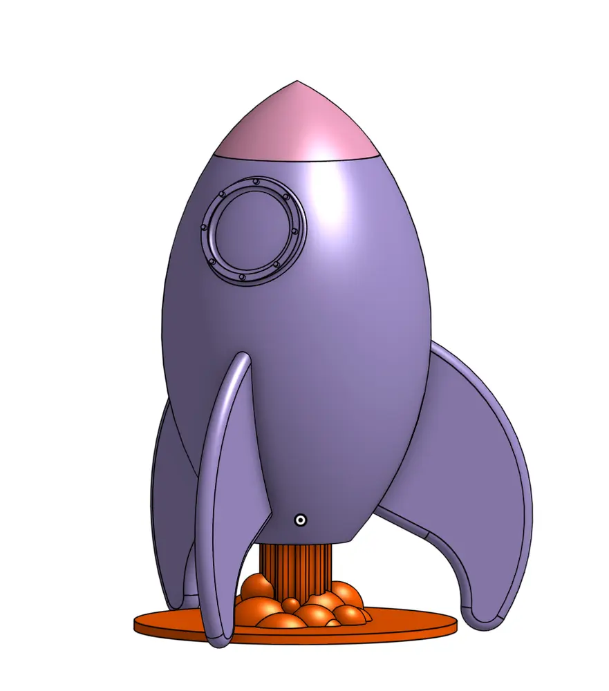 Retro Rocket Desk Display (No Supports, 4-Part Print) - photo 4