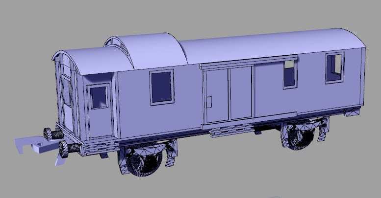 H0 scale old time baggage train car - 1:87