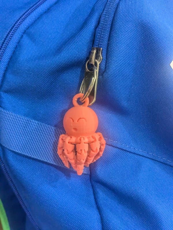 print in place cute baby articulated octopus keychain